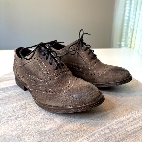Roan by Bed Stu Brown Suede Oxford Shoes Women’s 7 Wingtip Lace Up Brogue Casual - Picture 2 of 11